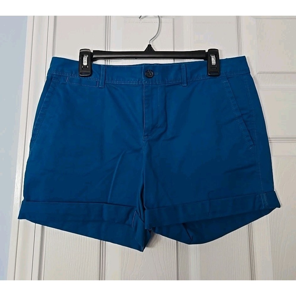 Banana Republic Womans teal flat front shorts Size 6 5 Pockets